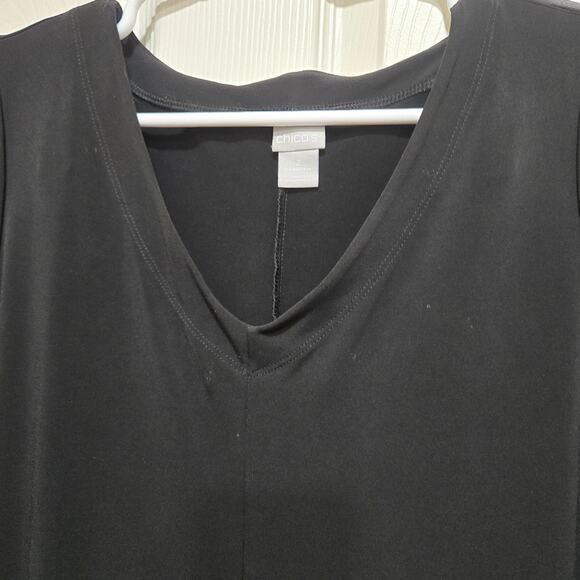 Chico’s 12/14 Black Knit Maxi Dress 3/4 Sleeve with Pockets - Picture 12 of 12